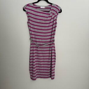Calvin Klein ladies size 4 pink/grey casual dress with belt